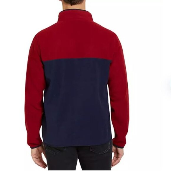 Lands' End Men's Polar Fleece Pullover - Navy Red - Picture 5 of 7